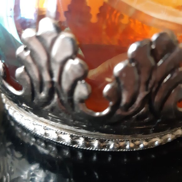 Art Nouveau Ornate Cut Glass Decanter with Silver, Circa 1900s, Made in Germany - Picture 8 of 16